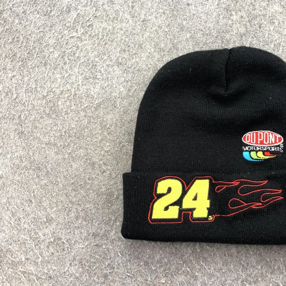 Jeff Gordon Hat Cap Beanie Mens One Size Black NASCAR DuPont 24 Racing Flames